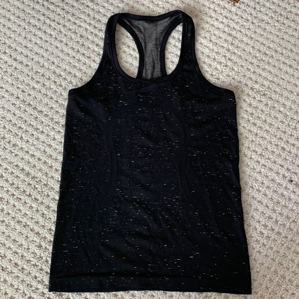 Lululemon Swiftly Tech Tank Black with White Dots Size 6 Good Condition